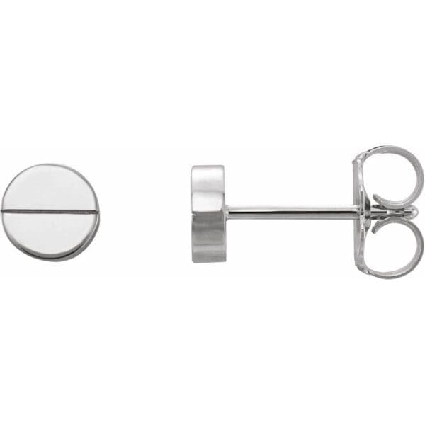 Platinum 4.9 mm Geometric Friction Closure Earrings - Image 3