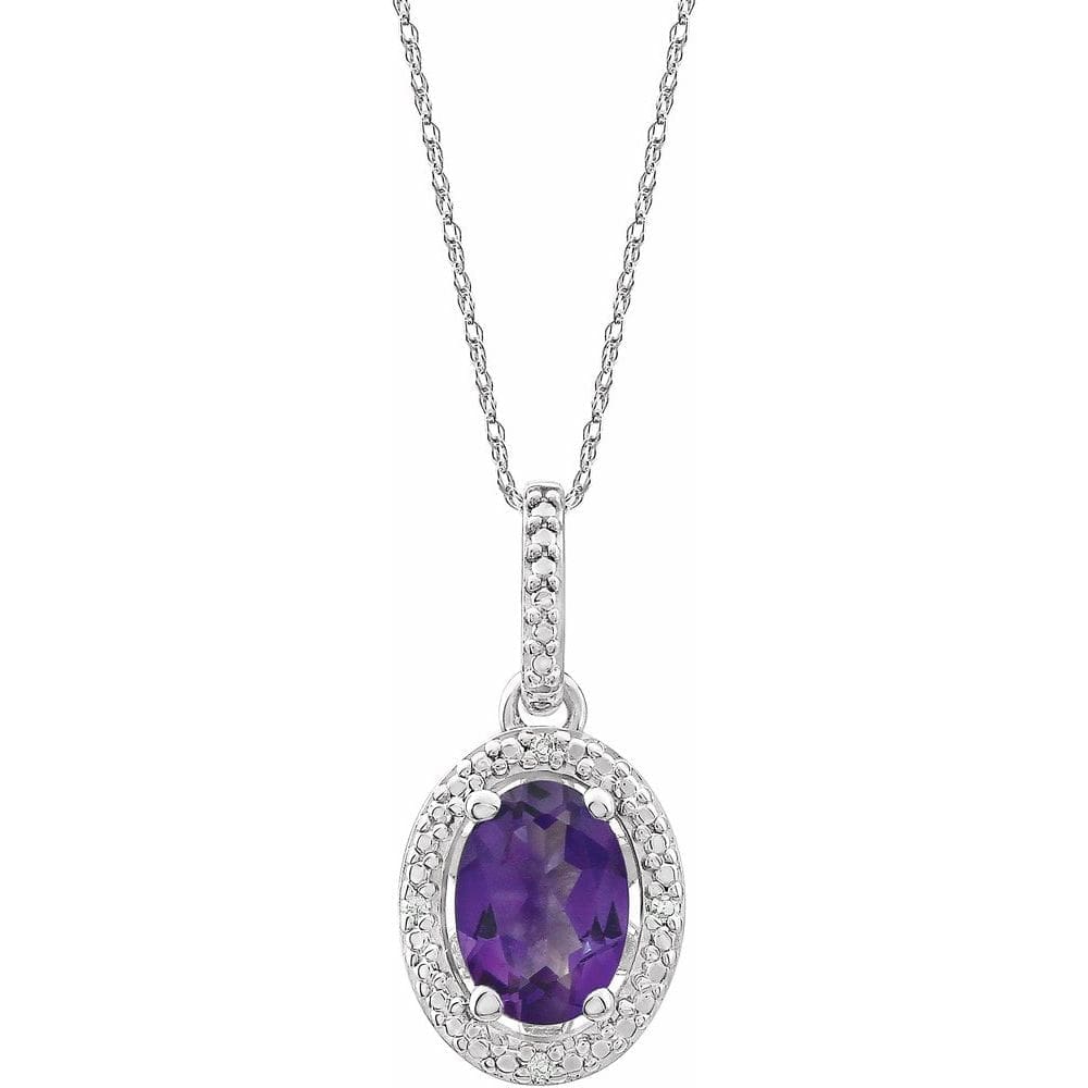 Sterling Silver Natural Amethyst & .01 CTW Natural Diamond 18" Necklace