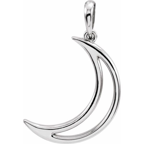 Sterling Silver 25.7x4.7 mm Crescent Moon Pendant - Image 2
