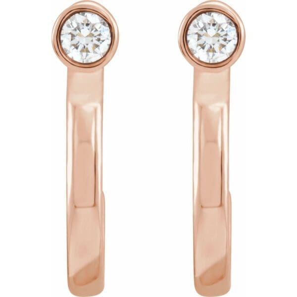 14K Rose  0.06 CTW Natural Diamond Huggie J-Hoop Earring - Image 2