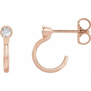 14K Rose  0.06 CTW Natural Diamond Huggie J-Hoop Earring