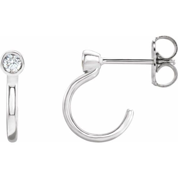 14K Rose  0.06 CTW Natural Diamond Huggie J-Hoop Earring - Image 3