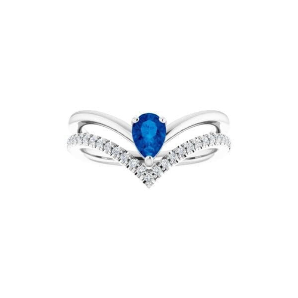 14K White Natural Blue Sapphire & 1/6 CTW Natural Diamond Ring - Image 5