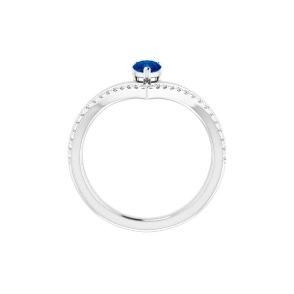 14K White Natural Blue Sapphire & 1/6 CTW Natural Diamond Ring - Image 4