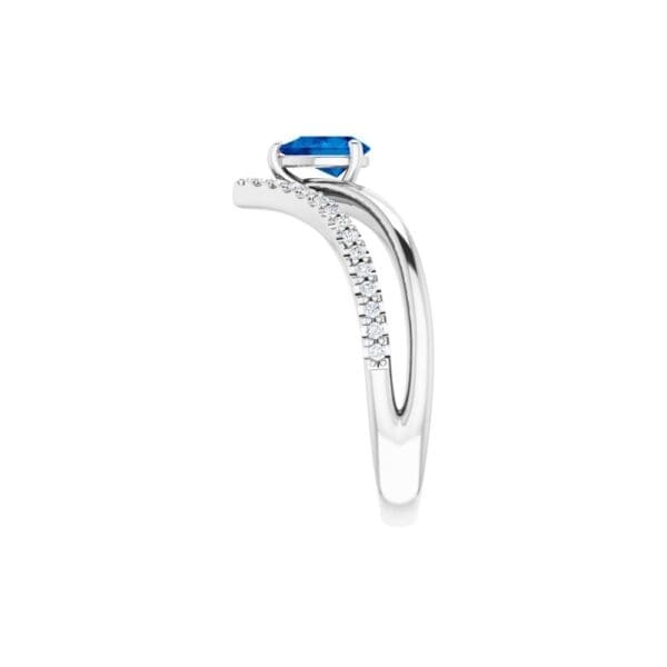 14K White Natural Blue Sapphire & 1/6 CTW Natural Diamond Ring - Image 3