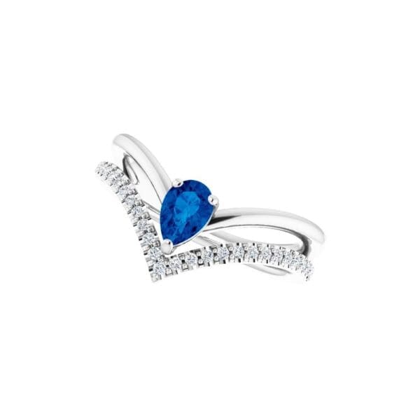 14K White Natural Blue Sapphire & 1/6 CTW Natural Diamond Ring - Image 2