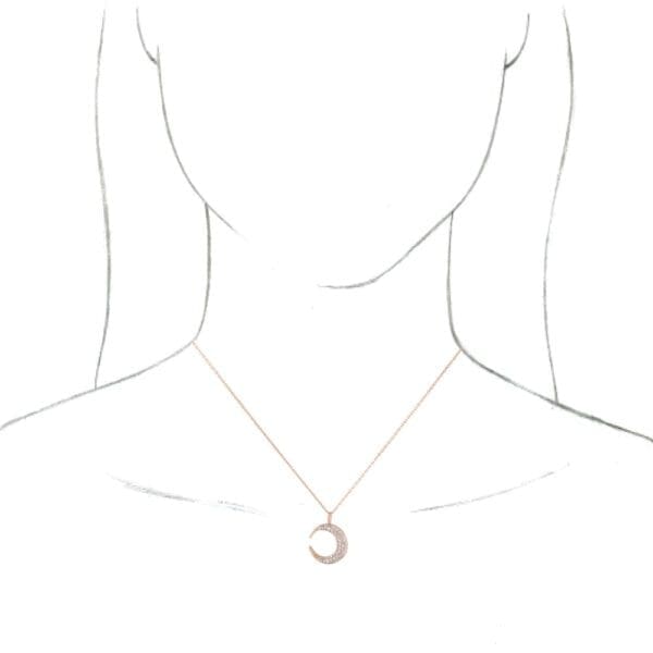 14K Rose 1/3 CTW Natural Diamond Crescent Moon 16-18" Necklace - Image 4