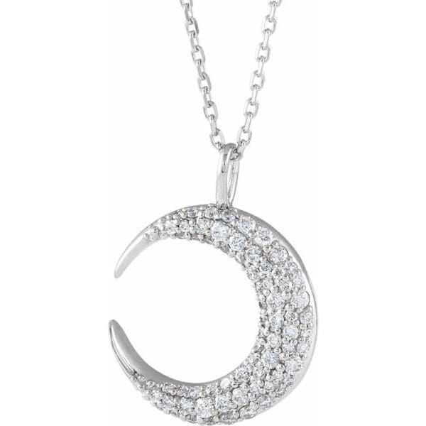 14K Rose 1/3 CTW Natural Diamond Crescent Moon 16-18" Necklace - Image 3