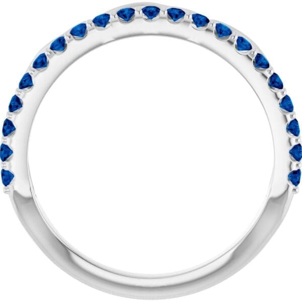 14K White Natural Blue Sapphire Infinity-Inspired Stackable Ring - Image 5