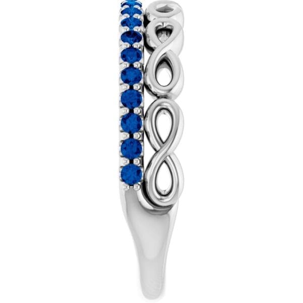 14K White Natural Blue Sapphire Infinity-Inspired Stackable Ring - Image 3
