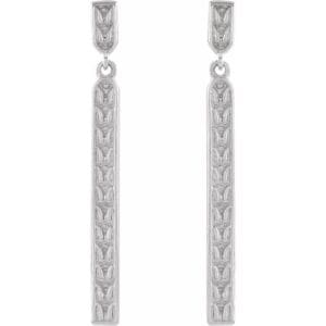 Platinum Sculptural Bar Earrings