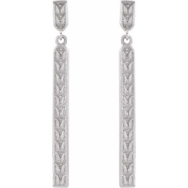 Platinum Sculptural Bar Earrings