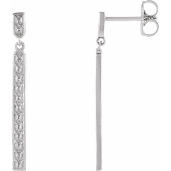 Platinum Sculptural Bar Earrings - Image 2
