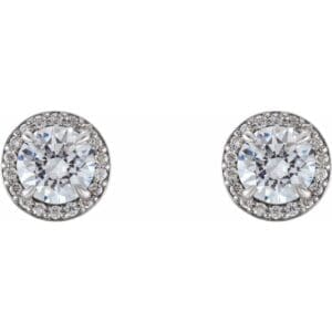 Platinum 5/8 CTW Natural Diamond Halo-Style Earrings