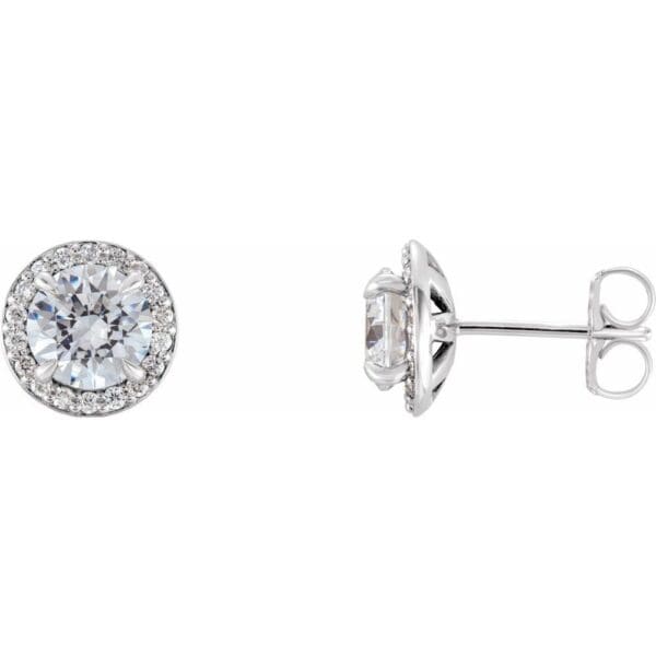 Platinum 5/8 CTW Natural Diamond Halo-Style Earrings - Image 2