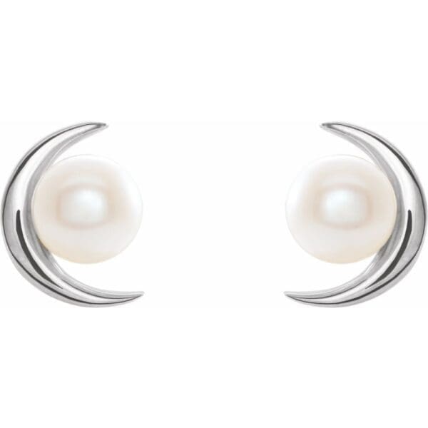 Sterling Silver Cultured White Freshwater Pearl Earrings - Image 3