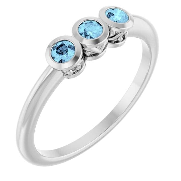 14K White Natural Amethyst Three-Stone Ring - Image 6