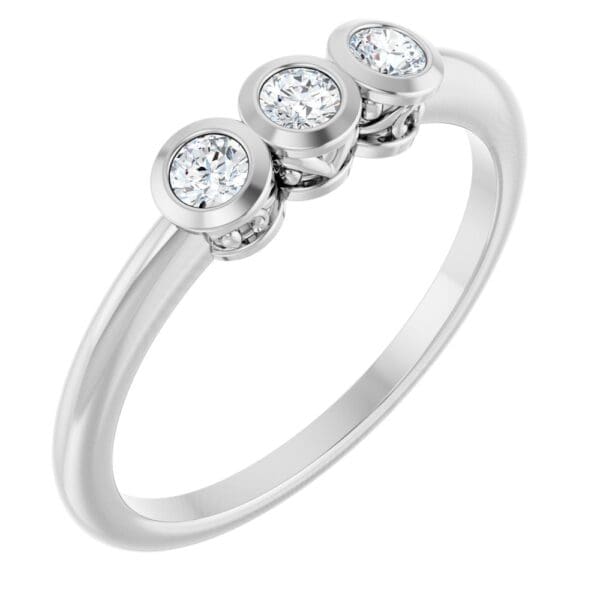 14K White Natural Amethyst Three-Stone Ring - Image 7