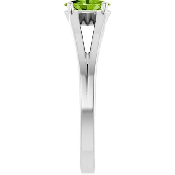 14K White Natural Peridot Youth Solitaire Ring - Image 4
