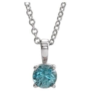 14K White 4 mm Natural Blue Zircon 16-18" Necklace