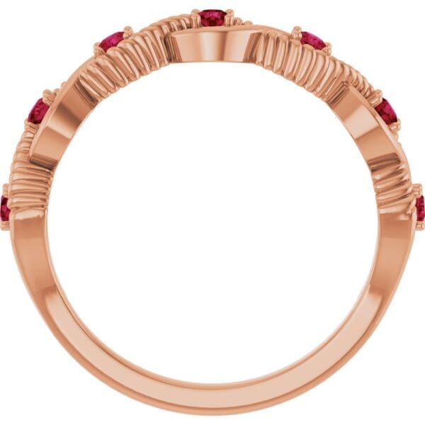 14K Rose Natural Ruby Stackable Ring - Image 4