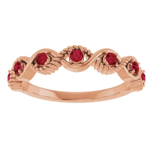 14K Rose Natural Ruby Stackable Ring - Image 3
