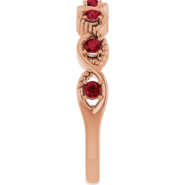 14K Rose Natural Ruby Stackable Ring - Image 5