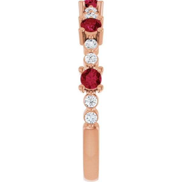14K Rose Lab-Grown Ruby & 1/6 CTW Natural Diamond Ring - Image 3