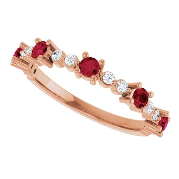 14K Rose Lab-Grown Ruby & 1/6 CTW Natural Diamond Ring - Image 2