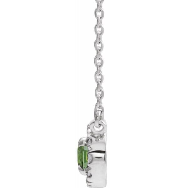 14K White 7x5 mm Natural Peridot & 1/6 CTW Natural Diamond 18" Necklace - Image 2