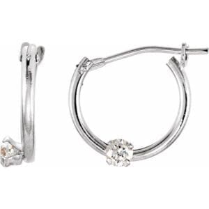 Sterling Silver Imitation White Cubic Zirconia 10.5 mm Hoop Earrings