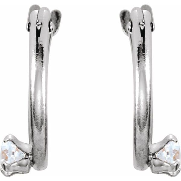 Sterling Silver Imitation White Cubic Zirconia 10.5 mm Hoop Earrings - Image 2