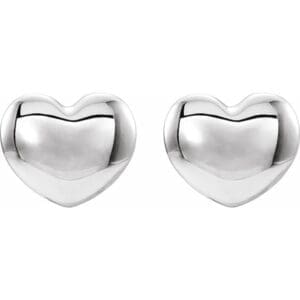 Platinum Youth Puff Heart Earrings