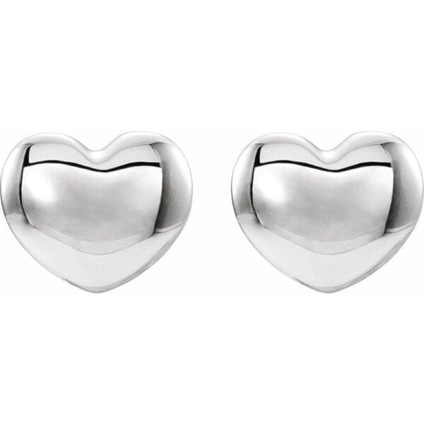 Platinum Youth Puff Heart Earrings