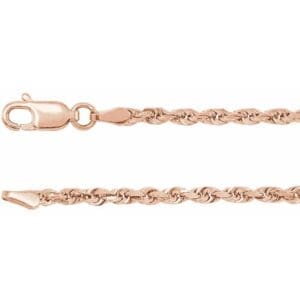 14K Rose 2.5 mm Diamond-Cut Rope 18" Chain