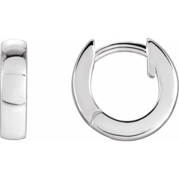 Platinum Hinged 9.5 mm Hoop Earrings - Image 2