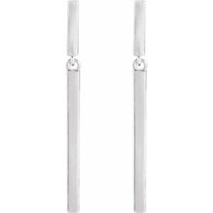 Platinum 25.9x1.8 mm Articulated Bar Earrings