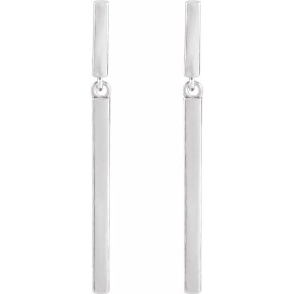 Platinum 25.9x1.8 mm Articulated Bar Earrings