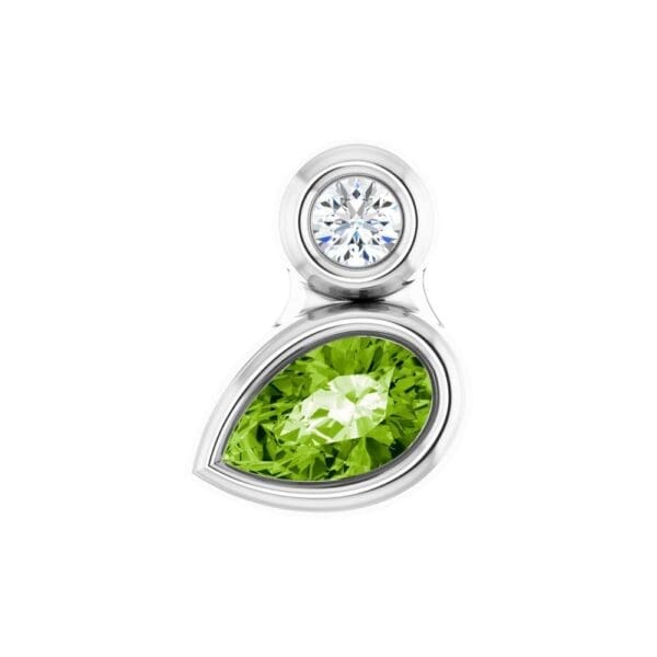Sterling Silver 5x3 mm Pear Natural Peridot & .03 CT Natural Diamond Pendant