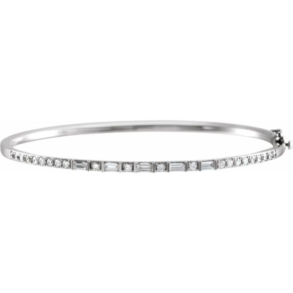14K White 1 CTW Natural Diamond 7" Bangle Bracelet