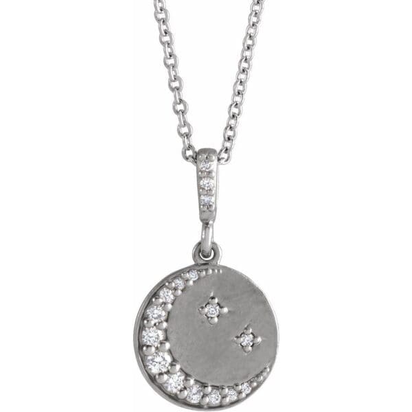 Platinum 1/10 CTW Natural Diamond Crescent Moon 16-18" Necklace