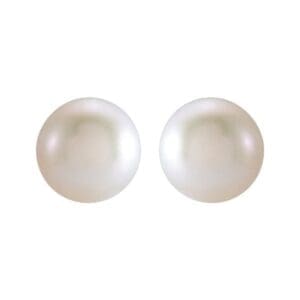 14K Yellow 3 mm Cultured White Freshwater Pearl Earrings