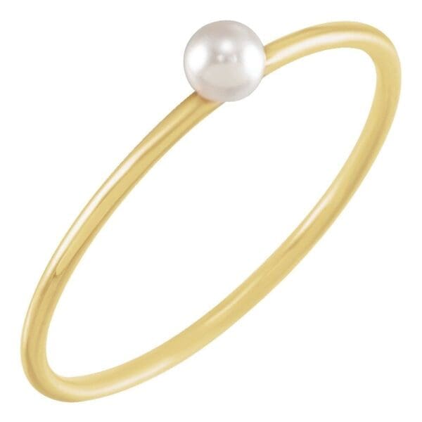 14K Yellow Imitation Pearl Stackable Ring