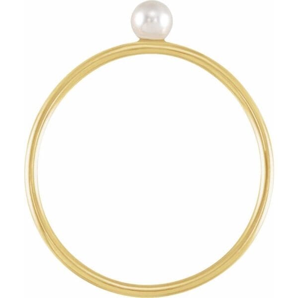 14K Yellow Imitation Pearl Stackable Ring - Image 2