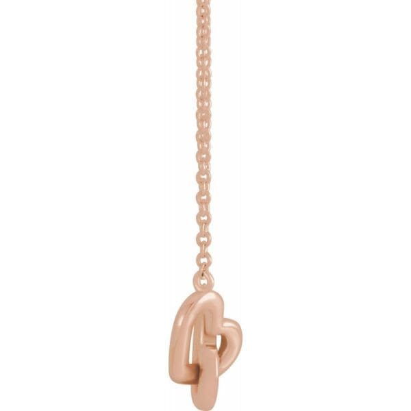 14K Rose Interlocking Heart 16" Necklace - Image 2