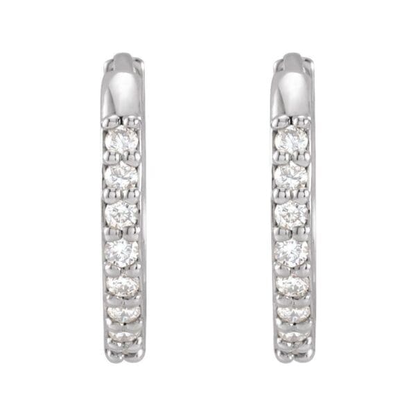 Platinum 1/8 CTW Natural Diamond 12.5 mm Huggie Earrings - Image 3