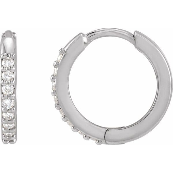 Platinum 1/8 CTW Natural Diamond 12.5 mm Huggie Earrings