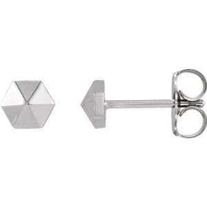 Platinum Hexagon Earrings
