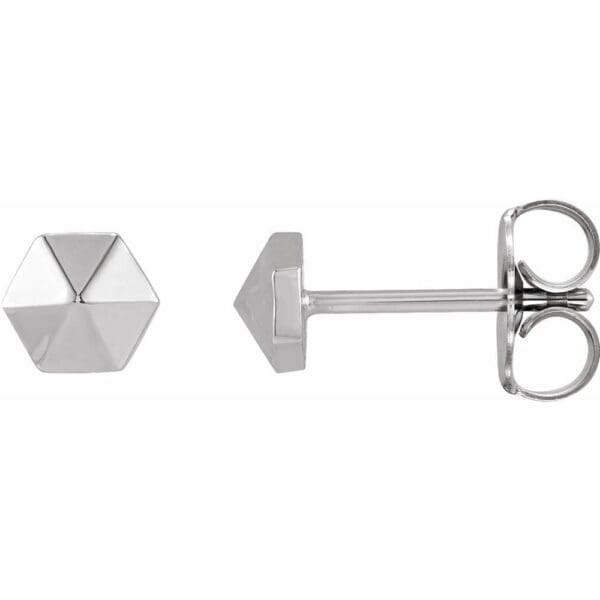 Platinum Hexagon Earrings