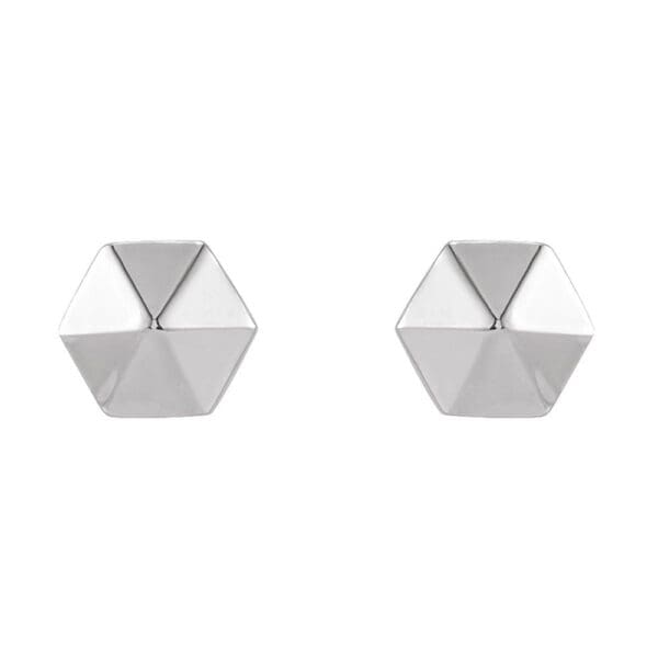 Platinum Hexagon Earrings - Image 2